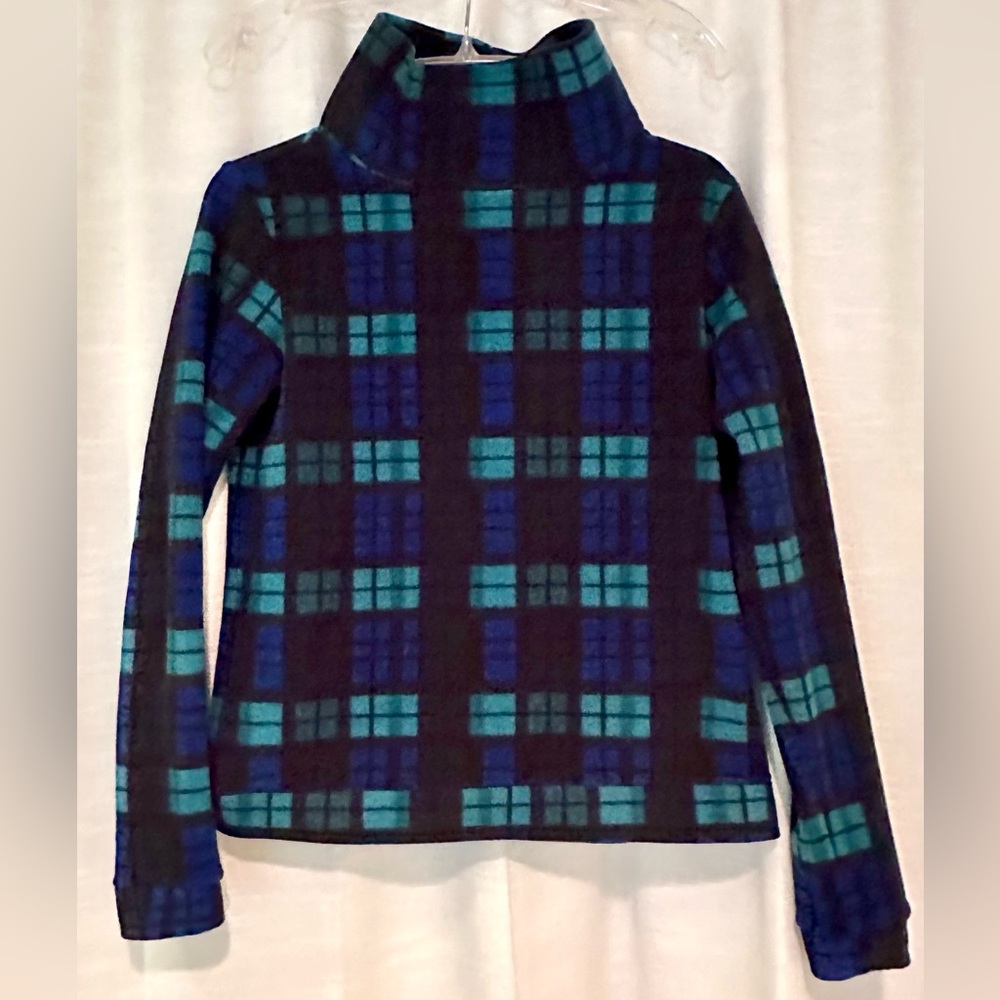 Plaid Turtleneck Sweater - Blue & Green